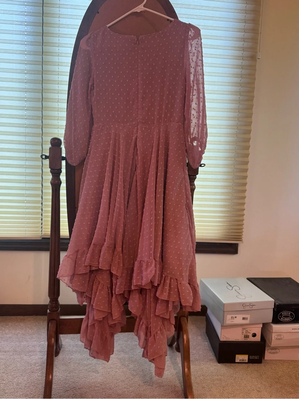 Joie Dusty Rose Swiss Dot High-Low Dress